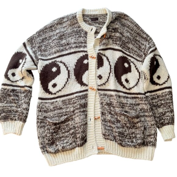 MOTHER The Long Drop Cardigan “The Good And The Bad” Yin Yang Sweater Oversized - Picture 3 of 15